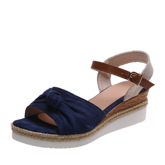Damen Wedge-Sandalen mit modischem Knoten-Detail EB