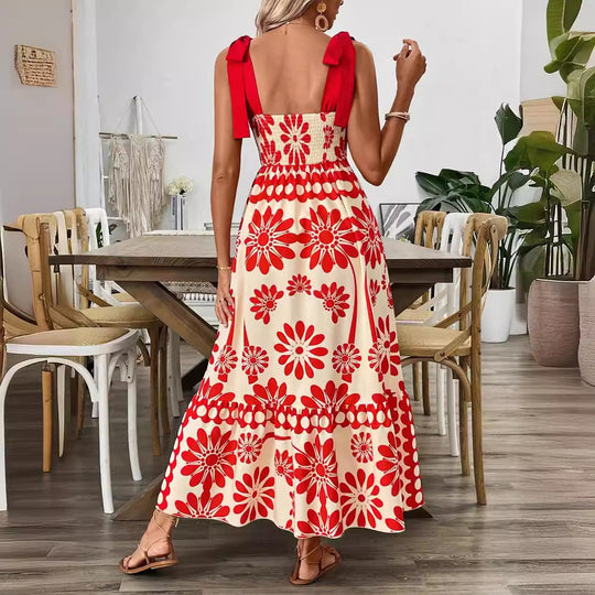 Damen Floral Print Maxikleid EB