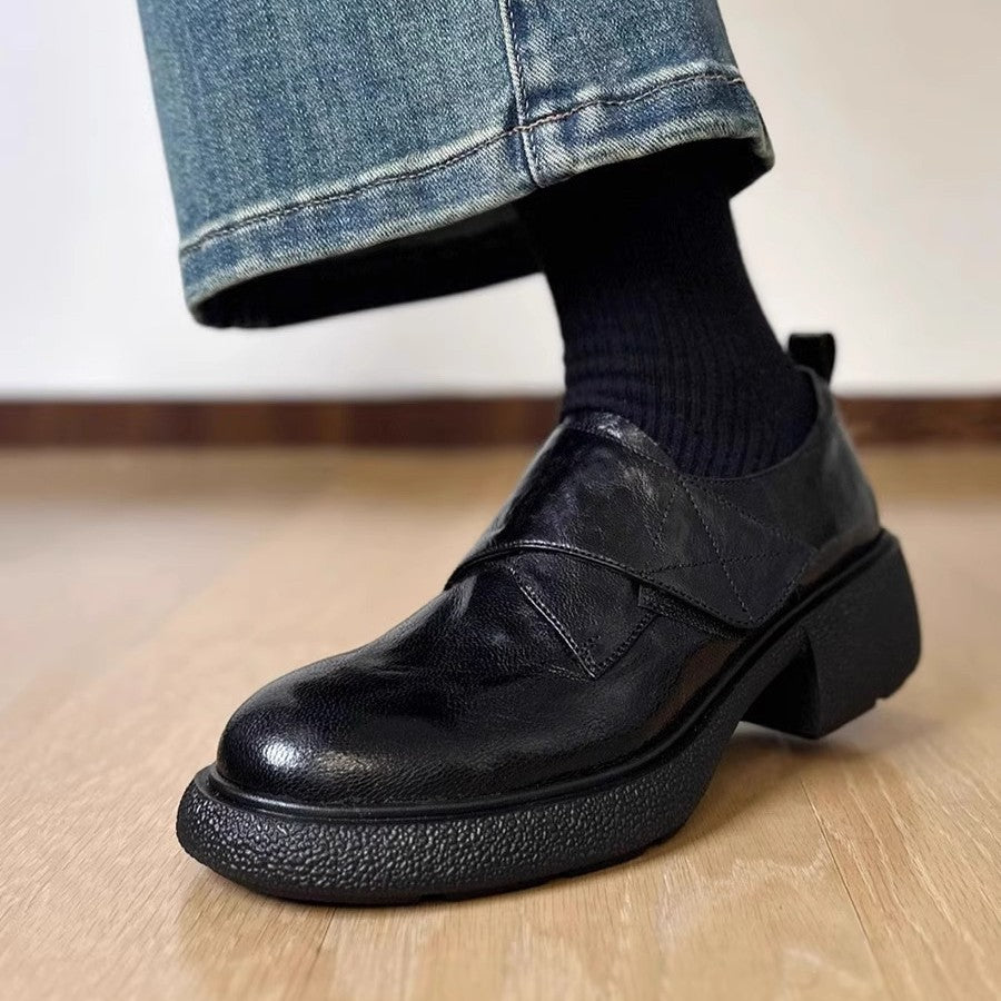Damen modische Halbschuhe mit verstellbarem Klettverschluss und robustem Blockabsatz EB