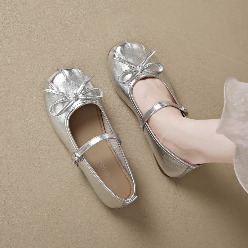 Damen Ballerinas mit verstellbarem Riemen und schickem Schleifen-Detail EB