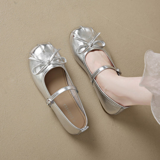 Damen Ballerinas mit verstellbarem Riemen und schickem Schleifen-Detail EB