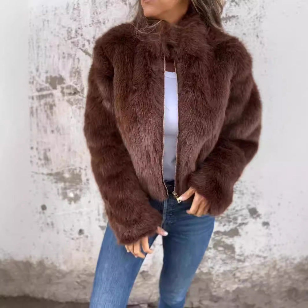 Damen Kunstpelz-Bomberjacke EB