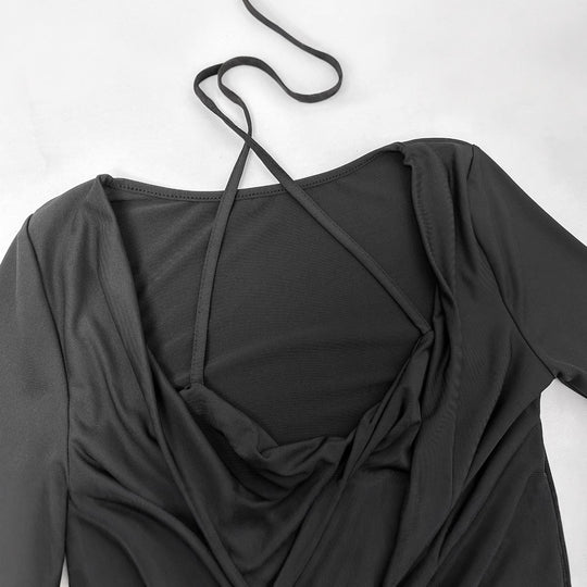 Damen figurbetontes Oberteil mit Raffungen und schulterfreiem Design EB