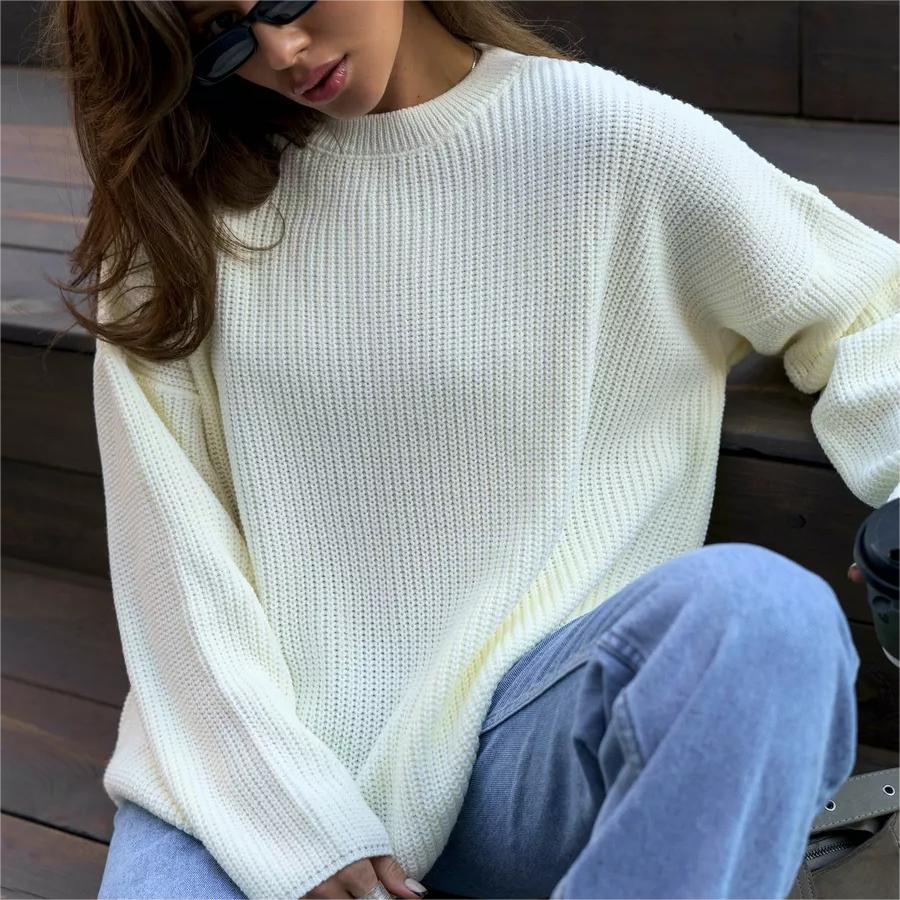 Damen Oversized Strickpullover mit weitem Schnitt und Struktur EB
