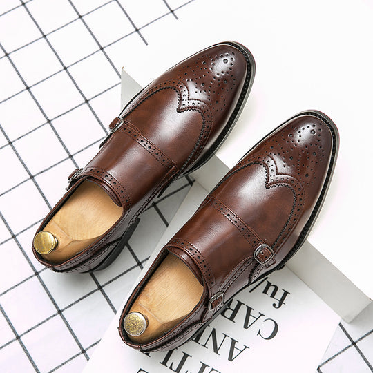 Herren elegante Doppelmonks mit Brogue-Lochung und gepolstertem Komfortfußbett EB
