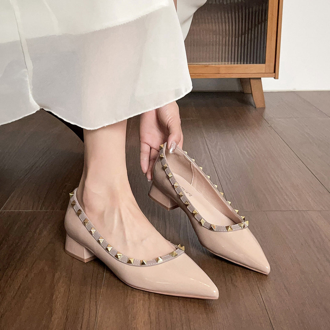 Damen Elegante Ballerinas mit modischer Schnallenverzierung und stabiler Fersenpartie EB