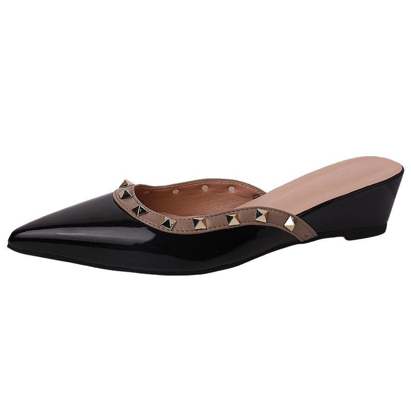 Damen elegante Mules mit spitzem Design und luxuriöser Schmuckverzierung EB