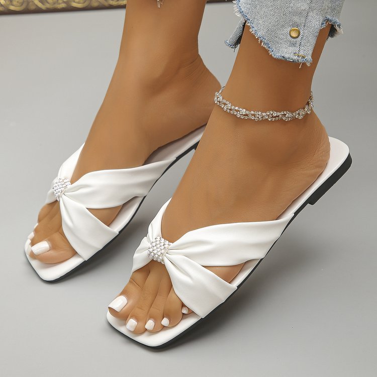 Damen elegante Mules mit zierlichem Schleifenakzent EB