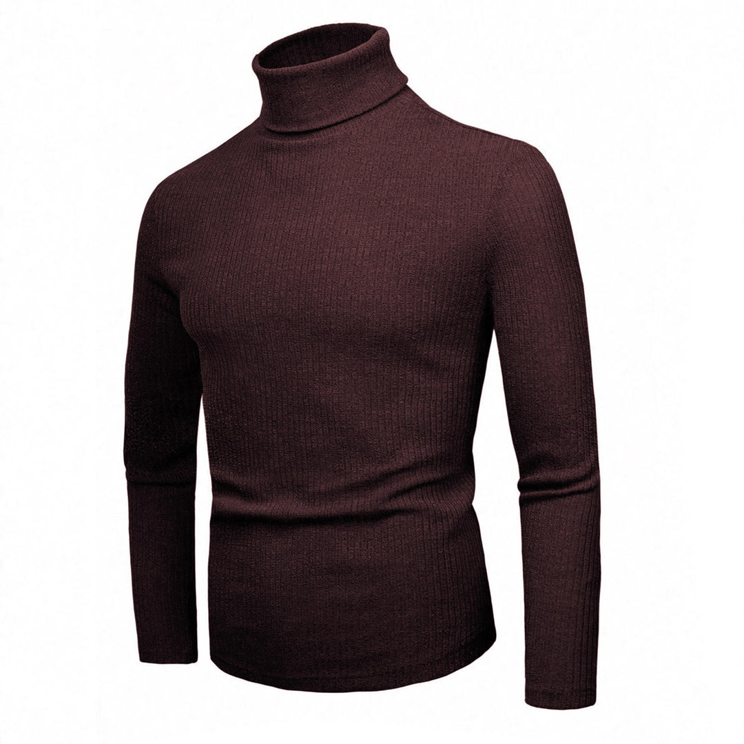 Damen eleganter Strickpullover mit hohem Kragen und feiner Rippenstruktur EB