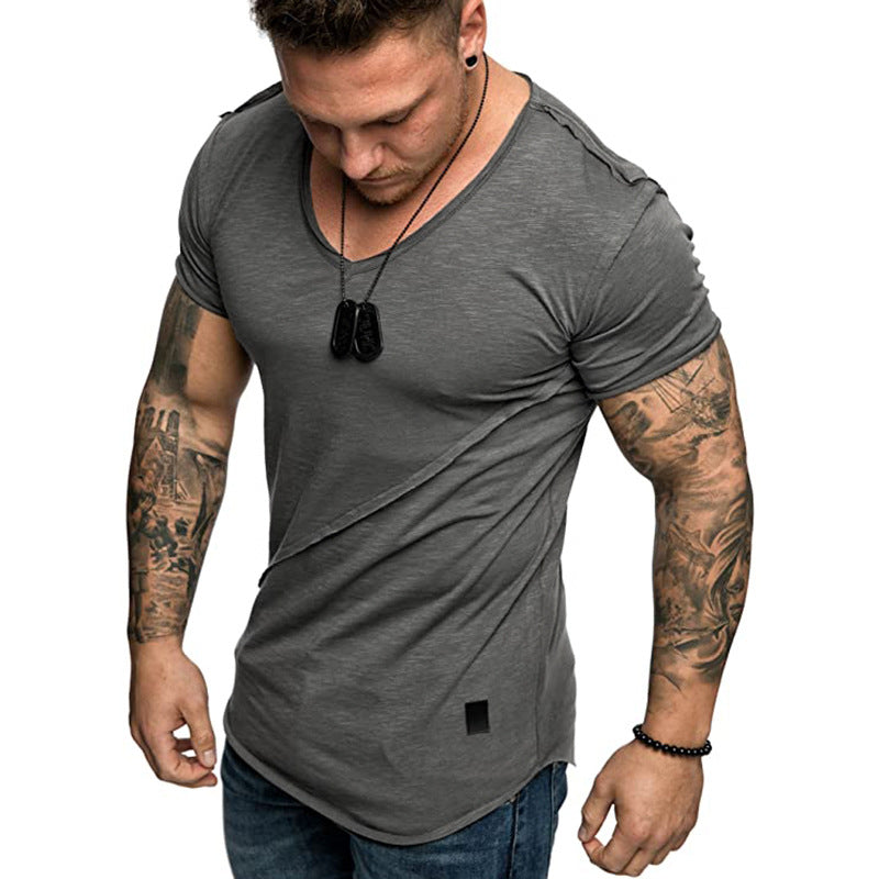 Herren V-Ausschnitt T-Shirt aus hochwertiger Baumwolle mit strukturierter Oberfläche EB