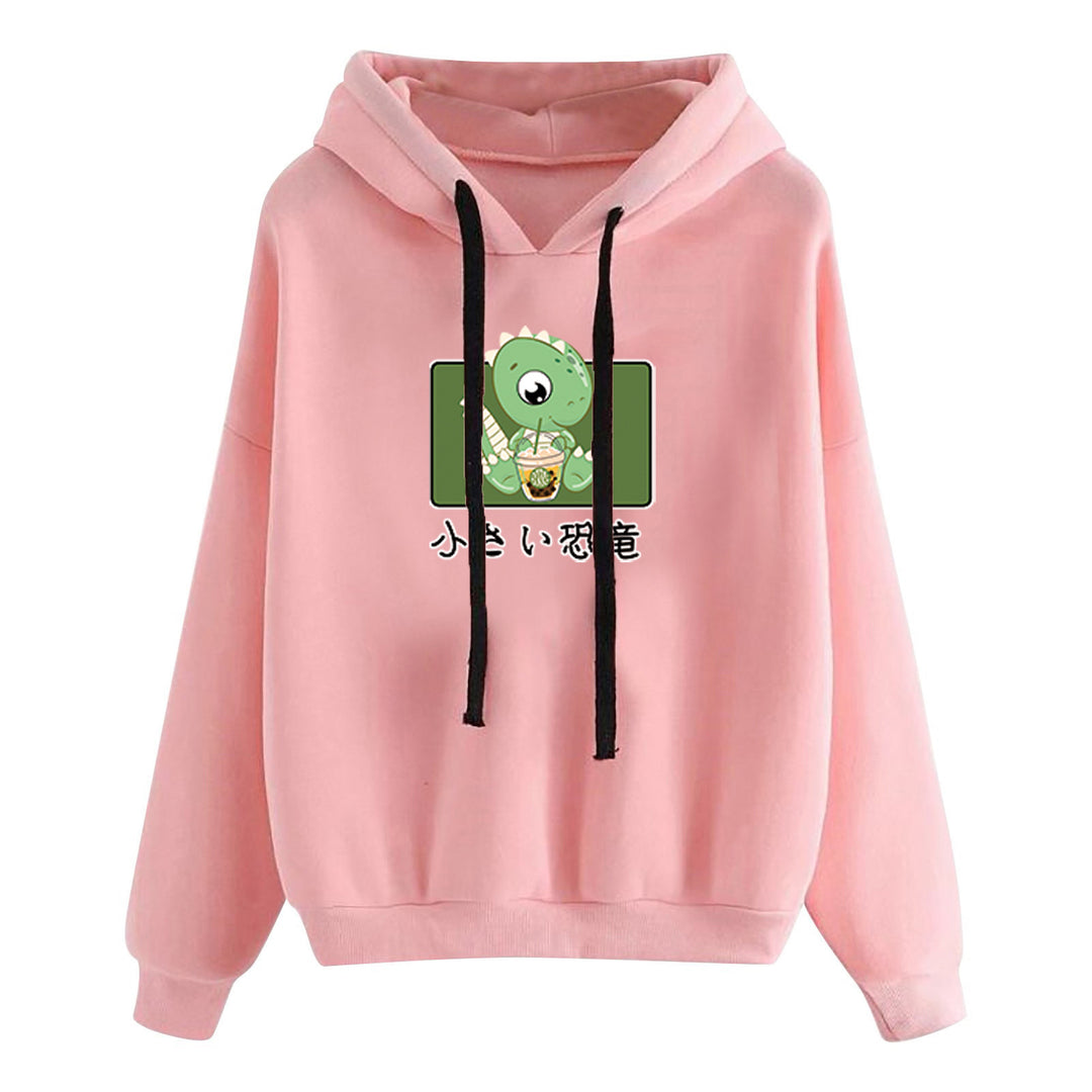 Damen nan kurz geschnittener Cropped-Kapuzenpullover mit niedlicher Frosch-Illustration und verstellbarer Kapuze EB