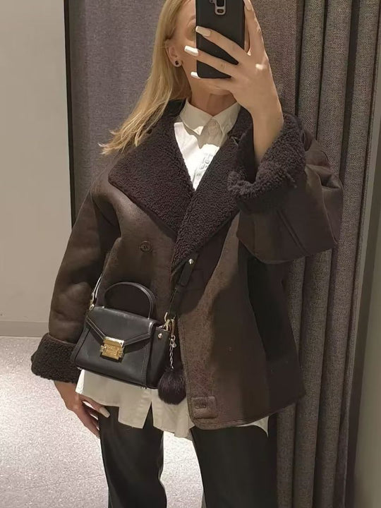 Damen Oversized-Baumwolljacke mit gefüttertem Kragen EB