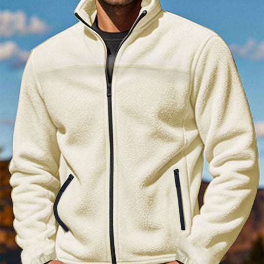 Herren Fleecejacke mit hochschließendem Kragen und Reißverschlusstaschen EB