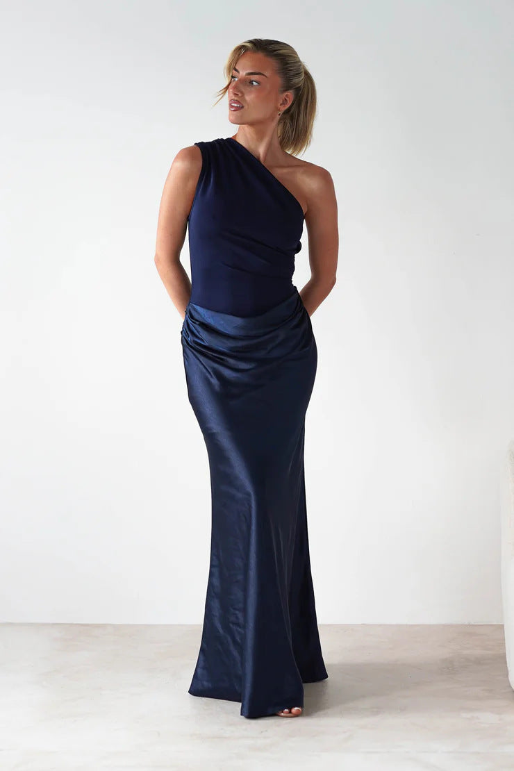 Damen Abendkleid mit asymmetrischem Schnitt und elegantem Drapierungsdesign EB