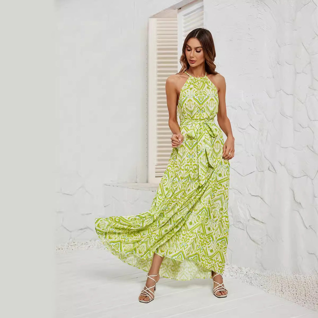 Damen Maxikleid mit schickem Wickeldesign und modernem Ethno-Muster EB