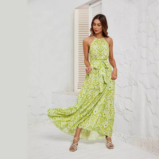 Damen Maxikleid mit schickem Wickeldesign und modernem Ethno-Muster EB
