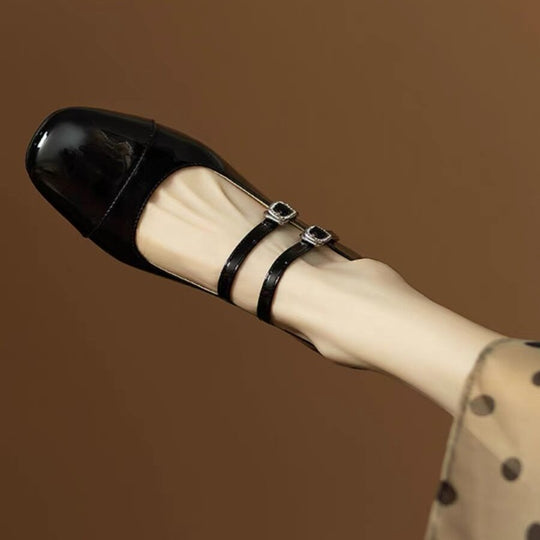 Damen Ballerina-Schuhe mit doppelt verstellbarem Riemchen und bequemer Sohle EB