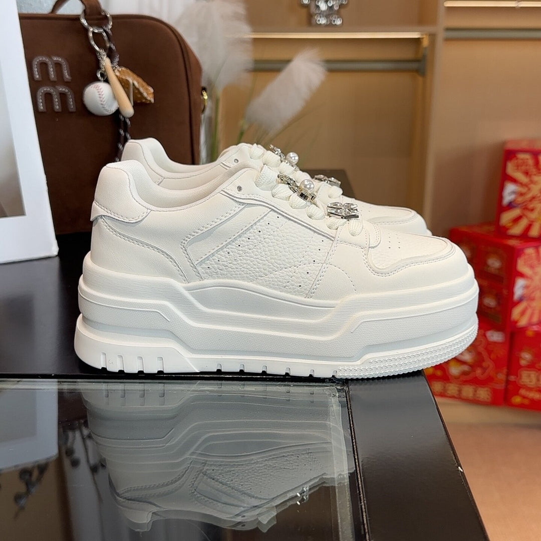 Damen modische Plateau-Sneaker mit besonderem Glitzerverzierung und atmungsaktiver Struktur EB