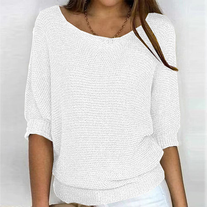 EB | Lässiger Strickpullover mit Weitem Ausschnitt Weich und Bequem Perfekt für Den Alltag