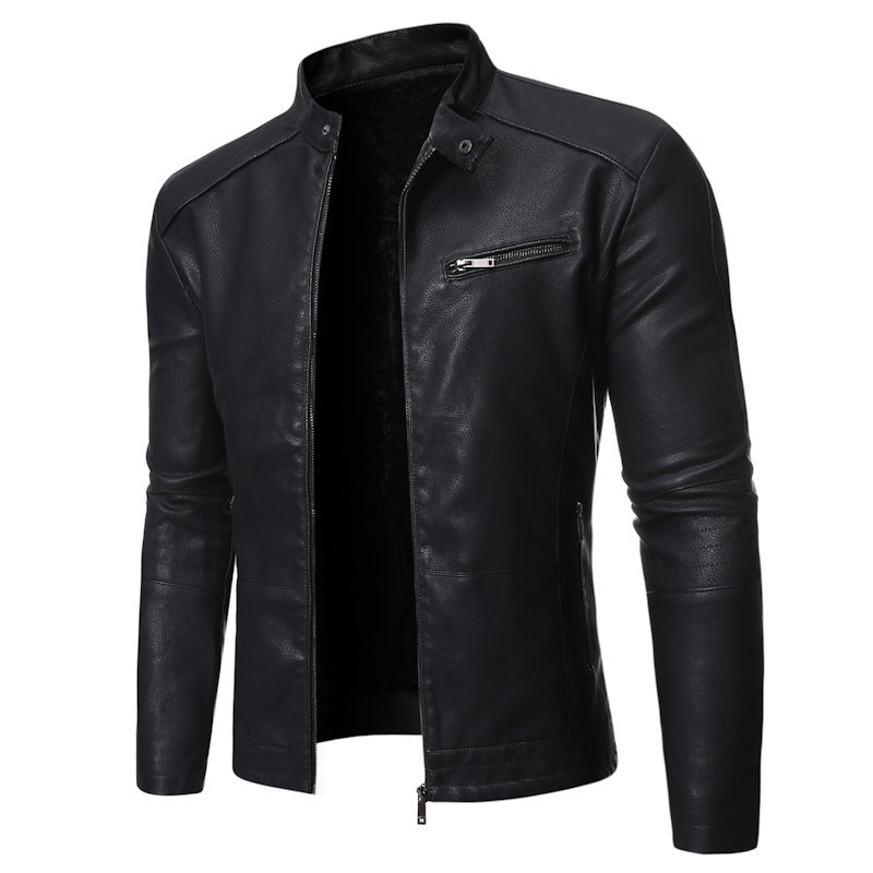 Herren elegante Motorradjacke mit modernem Stehkragen EB