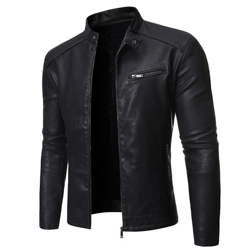 Herren elegante Motorradjacke mit modernem Stehkragen EB