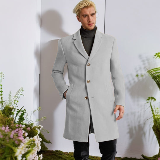 Herren eleganter Langmantel mit goldenen Knöpfen und klassischem Schnitt EB
