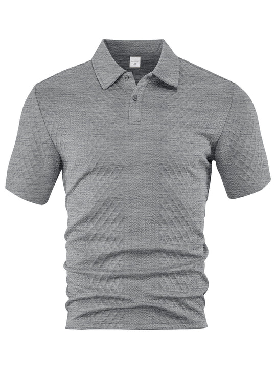 Herren nan texturiertes Jacquard-Poloshirt kurzärmelig schmaler Schnitt mit Polokragen EB