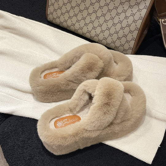 Damen Flauschige Fleece-Pantoletten mit weichem Innenfutter und modernem Design EB
