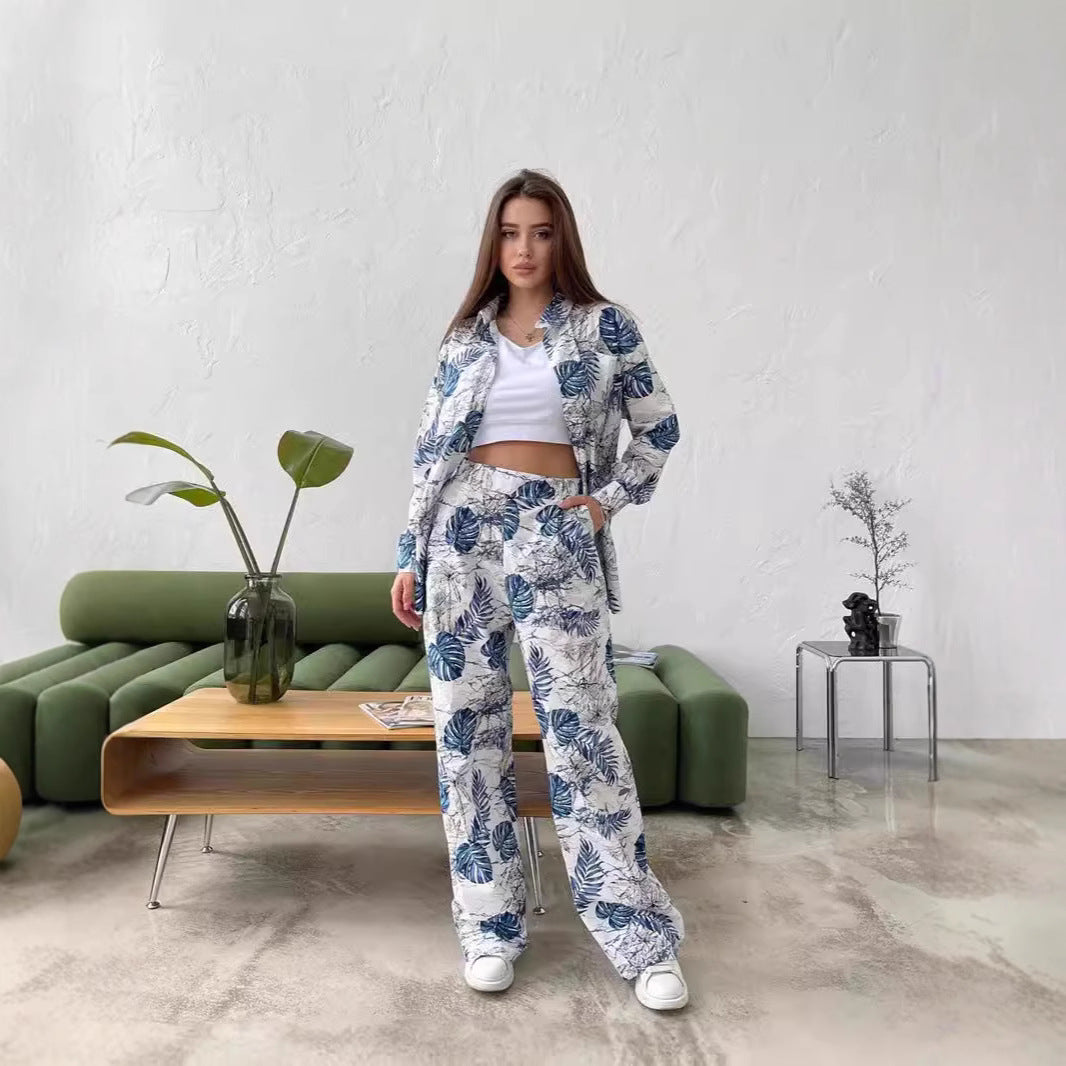 Damen lässiges Freizeit-Lounge-Set mit floralem Muster EB