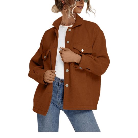 Damen Oversized Jacke aus weichem Stoff mit praktischen Taschen EB