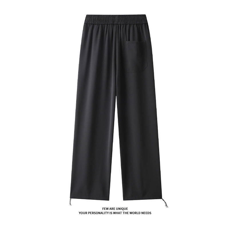 Damen Weitgeschnittene Freizeithose mit elastischem Bund und verstellbarem Kordelzug EB