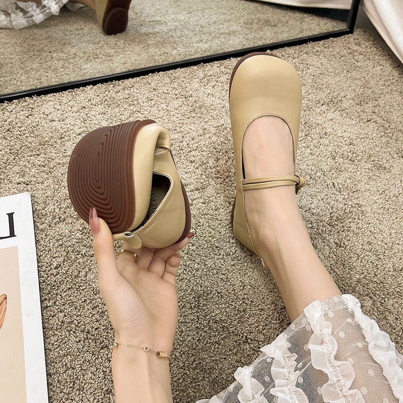 Damen Bequeme und elegante Ballerinas mit verstellbarem Riemen und weicher Innensohle EB