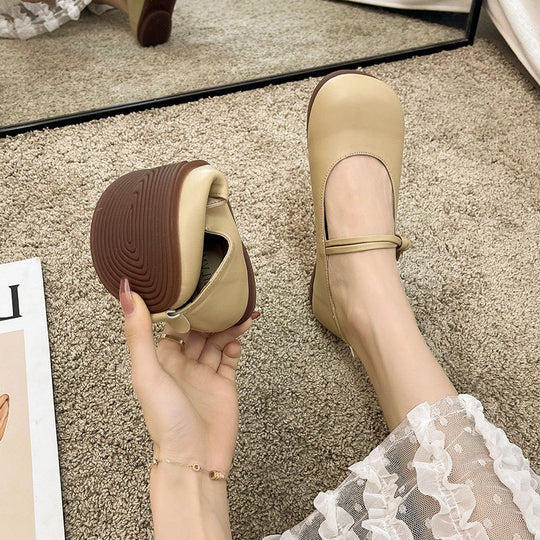 Damen Bequeme und elegante Ballerinas mit verstellbarem Riemen und weicher Innensohle EB