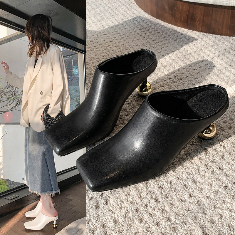 Damen Elegante Mules mit modischem Kugelabsatz EB