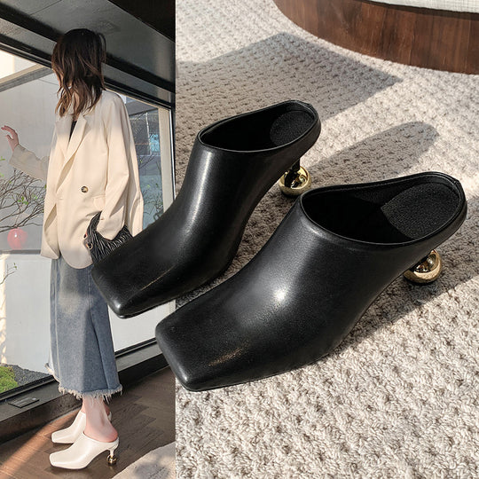 Damen Elegante Mules mit modischem Kugelabsatz EB
