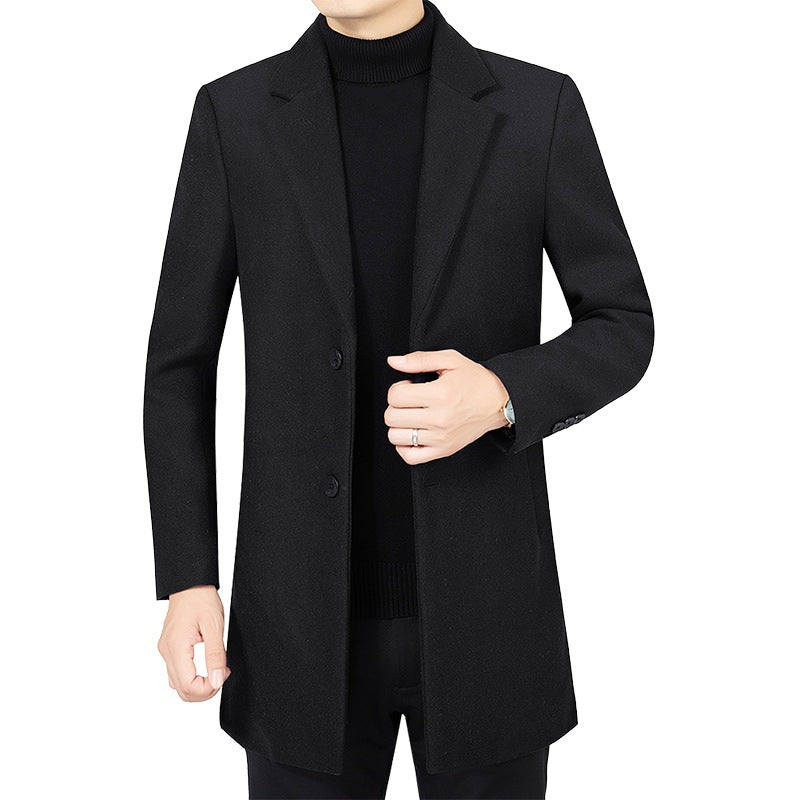 Herren Eleganter taillierter Wollmix-Mantel mit Notch-Revers und Zweiknopfverschluss EB