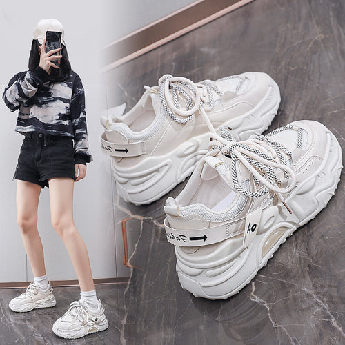 Damen Sportliche Chunky Sneakers mit atmungsaktiver Mesh-Oberfläche und gepolsterter Sohle EB