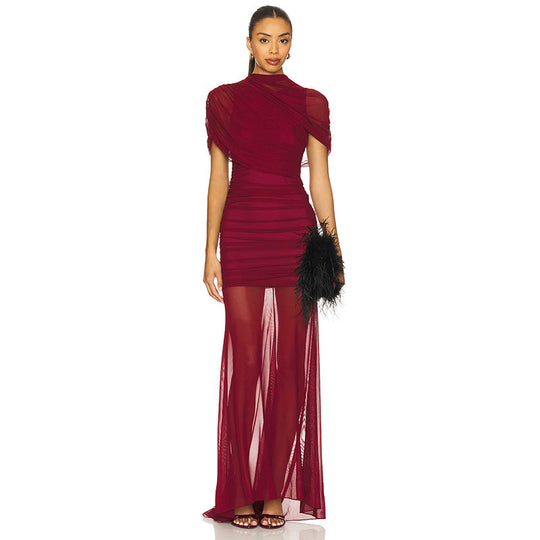 Damen Elegantes Abendkleid mit raffinierten Drapierungen und figurbetontem Schnitt EB