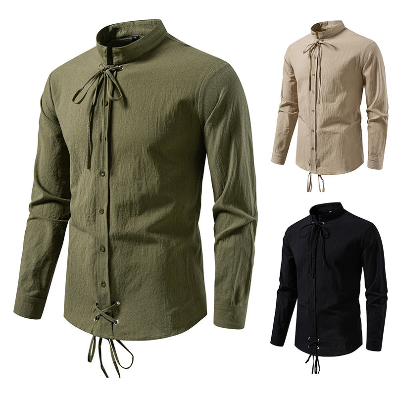 Herren Longsleeve Hemd mit modernem Kordelzug EB