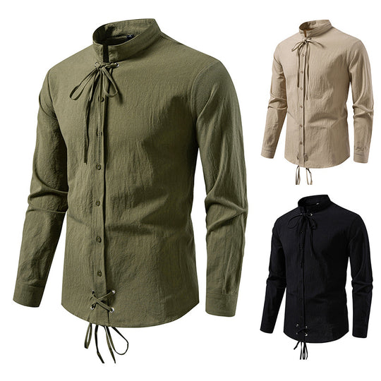 Herren Longsleeve Hemd mit modernem Kordelzug EB