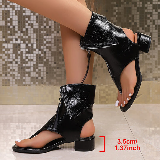 Damen Offene Stiefelsandalen mit Reißverschluss und modernem Design EB