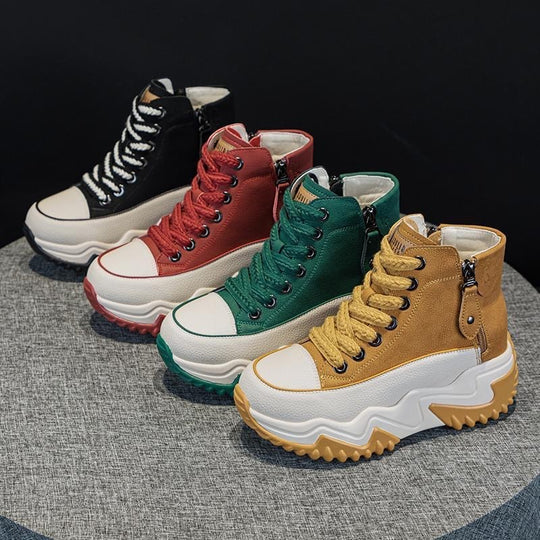 Damen hohe Sneaker mit modischem Reißverschluss und sportlicher Sohle EB