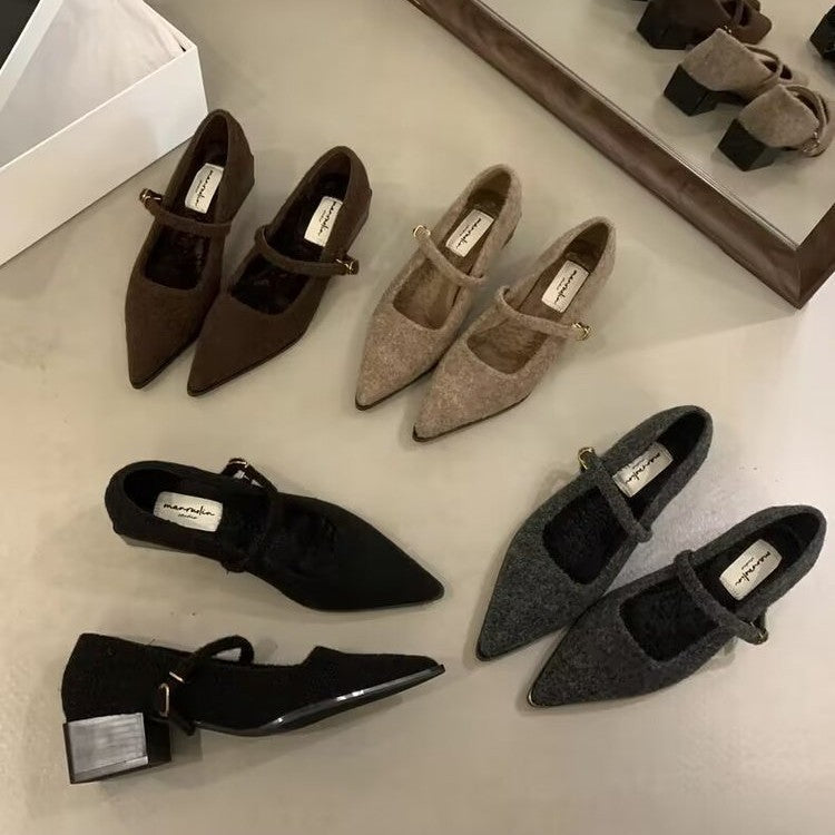 Damen elegante Ballerina-Schuhe mit modischem Riemchen und komfortabler Innensohle EB