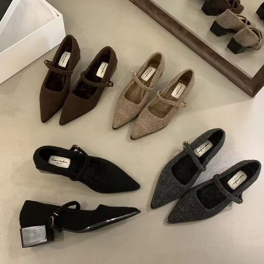 Damen elegante Ballerina-Schuhe mit modischem Riemchen und komfortabler Innensohle EB