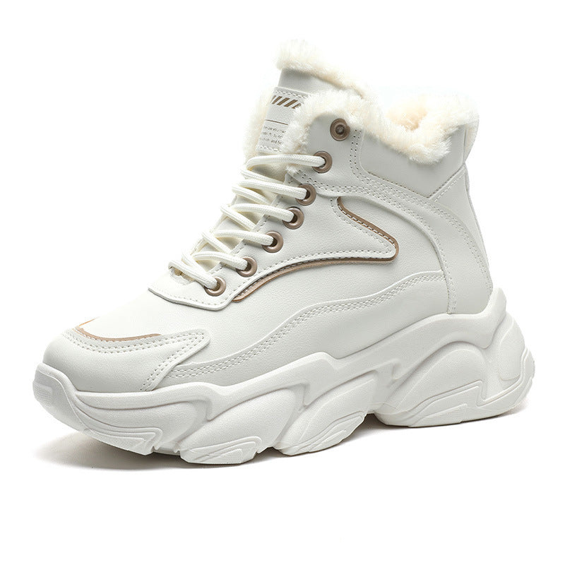 Damen warme High-Top Sneakers mit kuscheligem Innenfutter und robustem Sohlenprofil EB