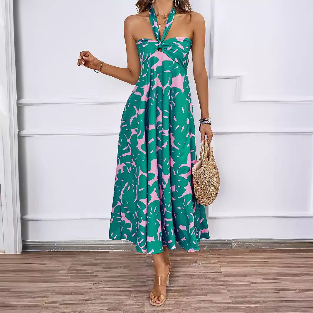 Damen Maxi Kleid mit schulterfreiem Design und Blumenmuster EB