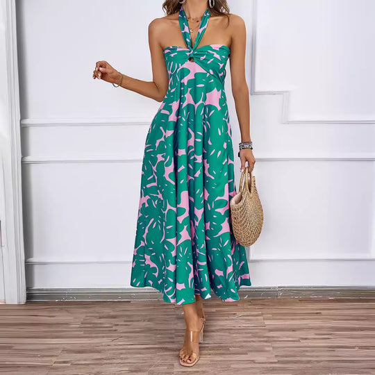 Damen Maxi Kleid mit schulterfreiem Design und Blumenmuster EB