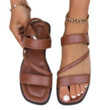 Damen Komfortable Riemchen-Sandalen mit gepolsterter Fußbettgestaltung EB