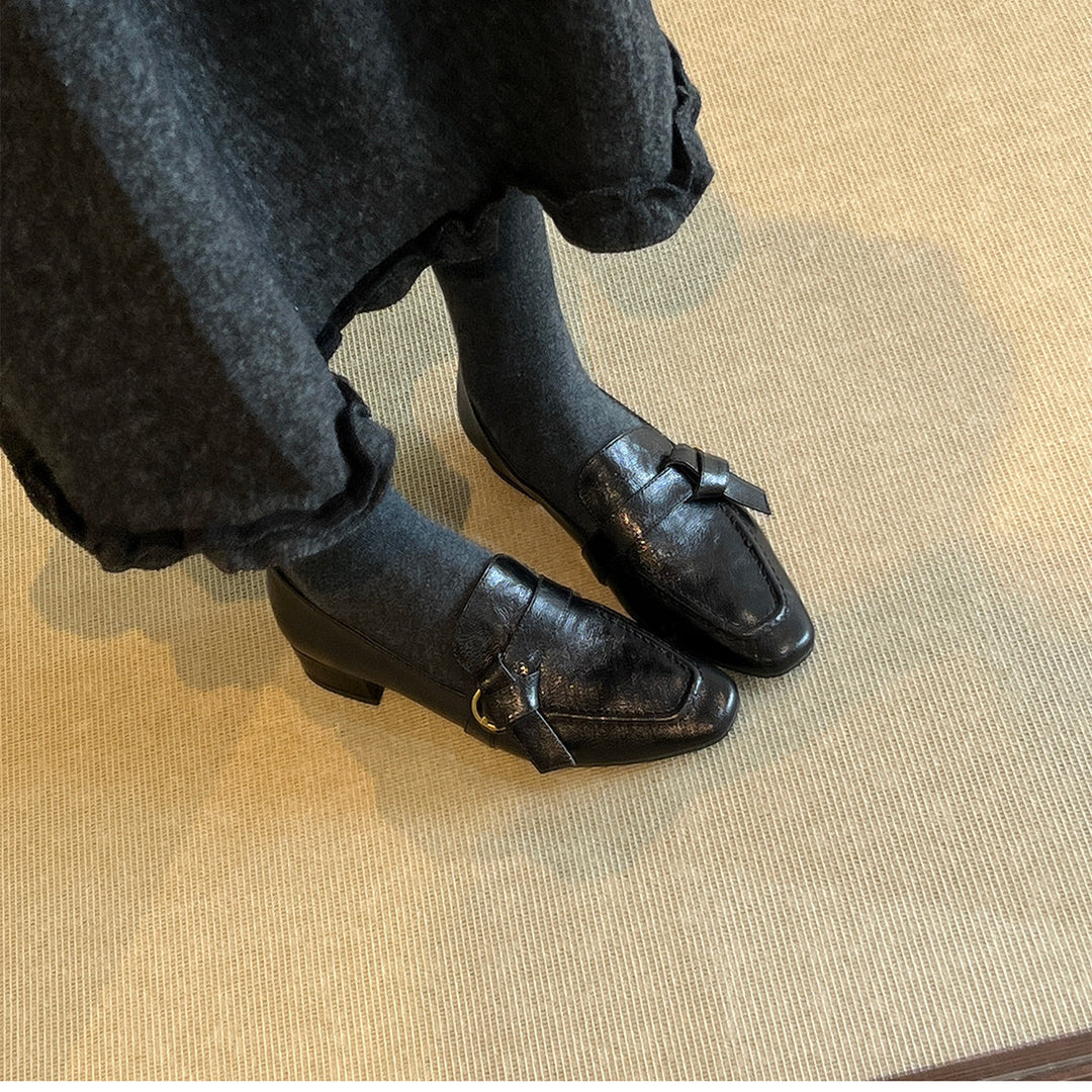 Damen elegante Loafer mit modischem Schnallen-Detail und komfortablem Blockabsatz EB