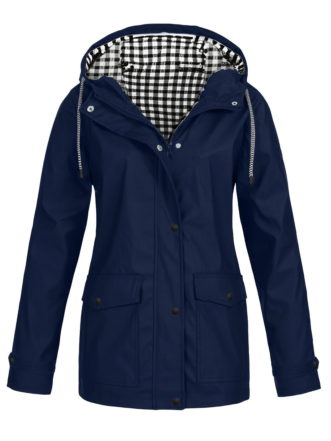 Damen modische Regenjacke mit kontrastierendem Innenfutter und praktischen Taschen EB